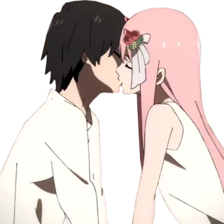 🥰 3fe3fced anime, kiss, romance, couple, love telegram sticker