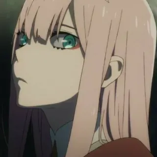 🍭 6833b8b2 Zero Two Darling in the Franxx Anime, Zero Two, Darling in the Franxx, cheveux roses, fille anime, Waifu telegram sticker