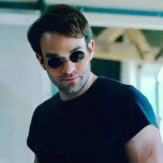 😐 14c98464 Daredevil daredevil, marvel, superhero, blind, round glasses, netflix, vigilante telegram sticker