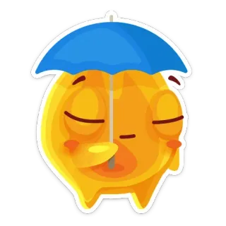 ☂️ 438c4603 表情符号, 卡通, 悲伤, 黄色, 伞, 雨 telegram sticker