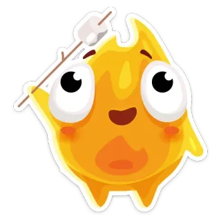 🍬 ac97c800 棉花糖, 火, 可爱, 卡通, 篝火, 食物, 零食 telegram sticker