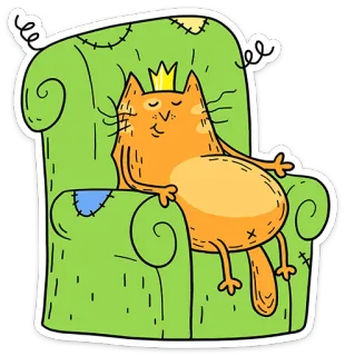 🤴 72d691ec kucing, raja, kursi, mahkota, malas, hewan, kartun, stiker telegram sticker
