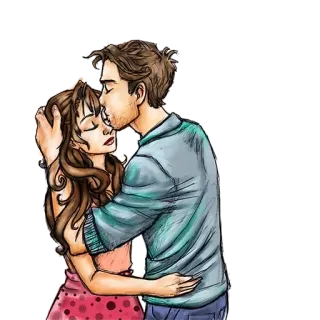 🤨 f25ebbc1 coppia, amore, romance, bacio, affetto, abbraccio, relazione, cartone animato telegram sticker
