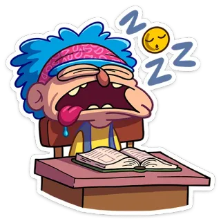 😴 2e92322d ZZZZ sleeping, tired, zzz, cartoon, book, desk telegram sticker