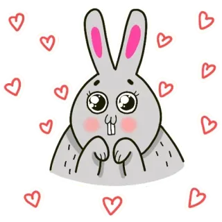 ❤️ 3066eaef conejo, lindo, corazones, animal, pegatina telegram sticker