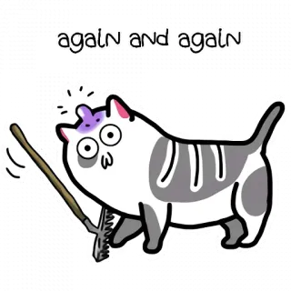 👩‍🦯 6eac5cdf again and again gato, dibujos animados, repetido, otra vez, gracioso, herido telegram sticker