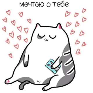 💖 9d372209 мечтаю о тебе gato, corazón, amor, lindo, soñando, romántico, animal telegram sticker