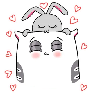 😘 42a4748a động vật, dễ thương, trái tim, tình yêu, hoạt hình, thỏ, gối telegram sticker