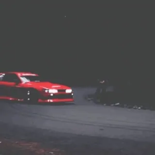 👺 dab978c1 rotes Auto, Driften, Nachtfahrt, Sportwagen, Motorsport, Straße, Fahrzeug whatsapp sticker