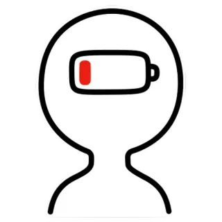 😏 f0114923 แบตเตอรี่, แบตเตอรี่ต่ำ, หัว, เหนื่อย, หมดแรง, สัญลักษณ์, โครงร่าง telegram sticker