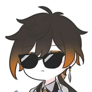 😎 76ea9f9c Zhongli Genshin Impact 애니메이션, 캐릭터, 선글라스, 디지털 아트, 원신, 종려 telegram sticker
