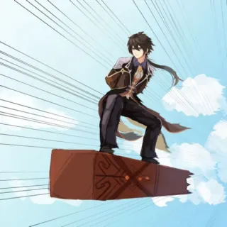 🦟 6c43fcdc Zhongli Genshin Impact anime, video game, riding coffin, Genshin Impact, Zhongli, funny telegram sticker