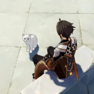 🐱 aa94ce25 Zhongli Genshin Impact cat, video game, character, zhongli, genshin impact telegram sticker