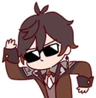😎 61853d3e Zhongli Genshin Impact Anime, Video game, Kartun, Keren, Kacamata hitam, Genshin Impact whatsapp sticker
