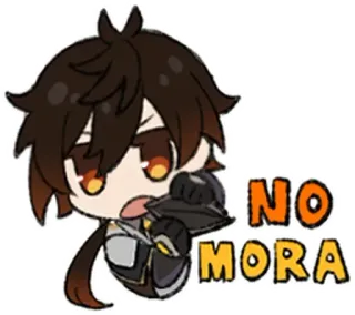 💸 96c4e2a4 Zhongli Genshin Impact NO MORA Anime, Video game, Genshin Impact, Zhongli, Tidak ada Mora whatsapp sticker