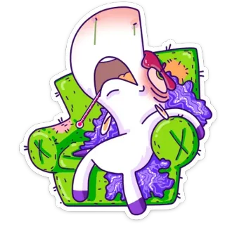 😵 3064342d 卡通, 生病, 精疲力尽, 疲惫, 沙发, 角色, 不适 telegram sticker