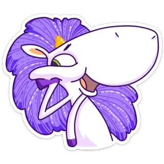 ☺️ 8a6a3d62 独角兽, 卡通, 动物, 贴纸, 紫色, 幻想, 神话生物 telegram sticker