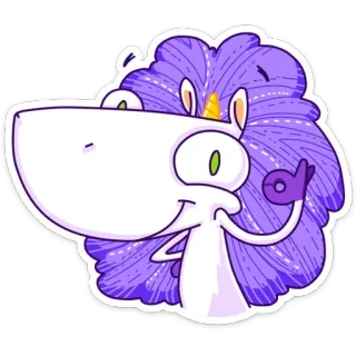 👌 8fa4e9d6 独角兽, 卡通, 魔法, 幻想, 动物, 紫色, OK手势, 积极 telegram sticker