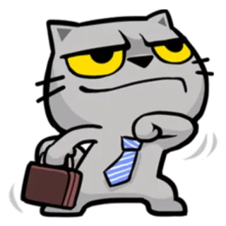 😎 229145fd kot, biznes, biuro, krawat, walizka, kreskówka, zwierzę telegram sticker