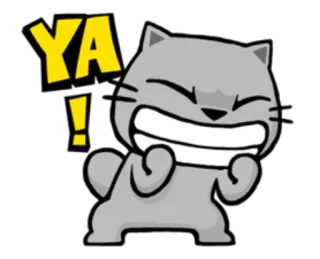 😄 331f2f40 YA! kot, podekscytowany, kreskówka, zwierzę, naklejka, radosny telegram sticker