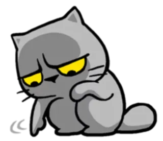 ☹ 484156e6 kot, smutny, kreskówka, szary, zwierzę, zwierzak telegram sticker