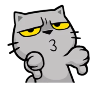 👎 52d11584 kot, kreskówka, nie lubię, kciuk w dół, negatywny, zwierzę, naklejka, słodki telegram sticker