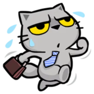 🏃 accabdbb kot, biznes, kreskówka, biuro, dojazdy, wyczerpany telegram sticker