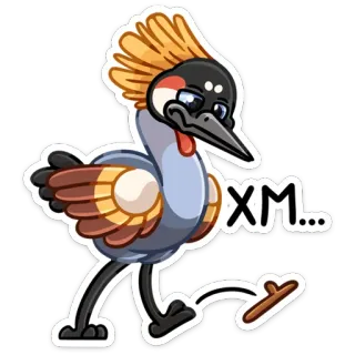 🤔 6fe697d2 XM... uccello, gru, animale, camminare, adesivo, XM telegram sticker