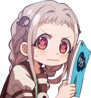 😐 3885fc8a Nene Yashiro Toilet-Bound Hanako-kun 世界史 Аниме, Манга, Школьница, Книга, Милый, Смущенный telegram sticker