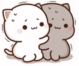 😨 5977d5ef mèo, dễ thương, hoạt hình, kawaii, tình bạn, ôm telegram sticker