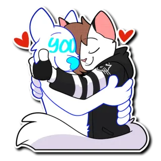 🤗 9502a47e you кот, собака, объятие, любовь, дружба, мультфильм whatsapp sticker