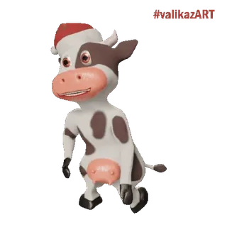 🎄 8f567a03 bò, động vật, hoạt hình, giáng sinh, mũ ông già Noel telegram sticker