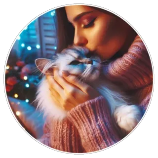 🐱 0d6f4037 Katze, Frau, Liebe, Weihnachten, Feiertag, Haustier telegram sticker