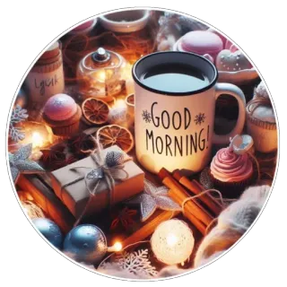 ☕ 76b65220 GOOD MORNING! Morgen, Kaffee, Tasse, Geschenk, Winter, gemütlich telegram sticker