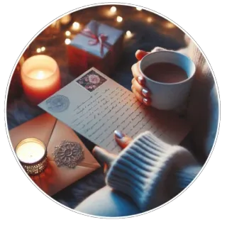 🥰 8650ca5e Brief, Schreiben, Kerze, Kaffee, gemütlich telegram sticker