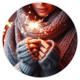 🎇 d19944e5 Wunderkerze, Winter, Schal, Feiertag, Neujahr, Feier telegram sticker