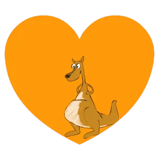 💛 054eefc4 canguro, corazón, dibujos animados, animal, lindo, personaje telegram sticker