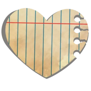 💚 60d1e3b5 corazón, papel, cuaderno, amor, nota, vintage, papel rayado telegram sticker