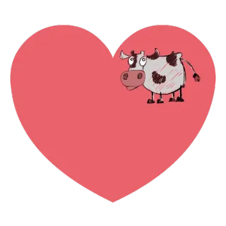 💚 c0b07cf7 vaca, corazón, animal, amor, dibujos animados, lindo telegram sticker