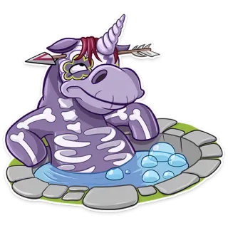 🙄 058bdab0 unicorn, kerangka, panah, kolam, fantasi, kartun, makhluk mitos whatsapp sticker