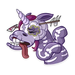 😖 28f5da23 unicorn, panah, kerangka, mati, kartun, binatang, fantasi whatsapp sticker