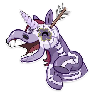 😆 939021d6 unicorn, kerangka, panah, kematian, fantasi, stiker, tengkorak whatsapp sticker