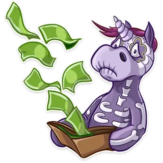 💸 da01dade unicorn, uang, bokek, kemiskinan, dompet, kartun, sedih whatsapp sticker