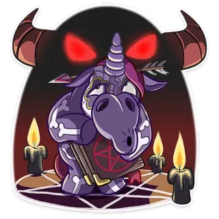 😨 e9688b1b unicorn, jahat, gaib, pentagram, setan, panah, monster, lilin whatsapp sticker