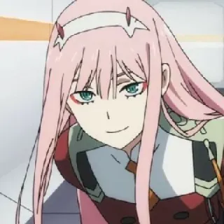 🌷 07b29283 Zero Two Darling in the Franxx Anime, Zero Two, Darling in the Franxx, Roze haar, Anime meisje telegram sticker