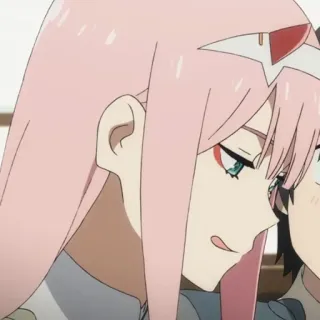 🌷 43bb1bd1 Zero Two Darling in the Franxx anime, roze haar, Zero Two, Darling in the Franxx, personage, meisje, cartoon telegram sticker