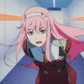 🌷 590f786e Zero Two Darling in the Franxx Anime, Zero Two, Darling in the Franxx, roze haar, schattig telegram sticker