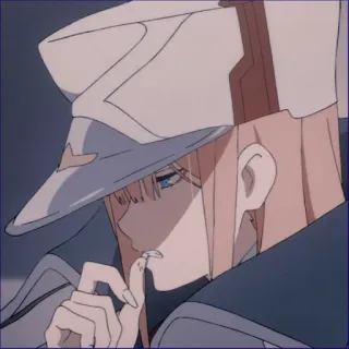 🌷 59198784 Zero Two Darling in the Franxx Anime, Zero Two, Darling in the Franxx, Personage, Cartoon, Meisje, Hoed telegram sticker