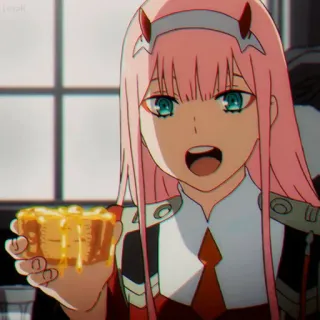🌷 6da032b7 Zero Two Darling in the Franxx Anime, Zero Two, Darling in the Franxx, Personage, Meisje, Roze haar telegram sticker