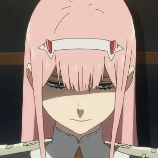 🌷 a32f3067 Zero Two Darling in the Franxx Anime, Zero Two, Darling in the Franxx, roze haar, Waifu, anime meisje telegram sticker
